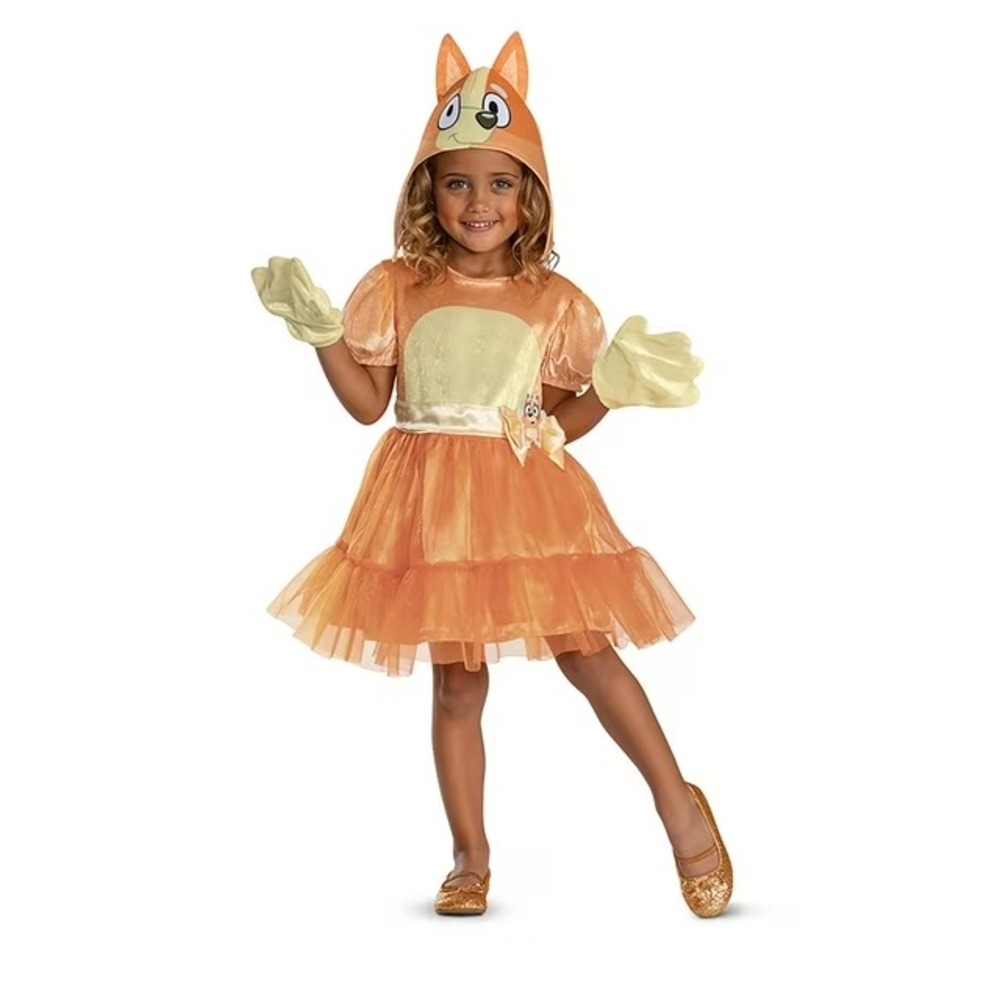 NWT Disguise Bluey Bingo Tutu Toddler Deluxe Costume Size 4-6X Orange